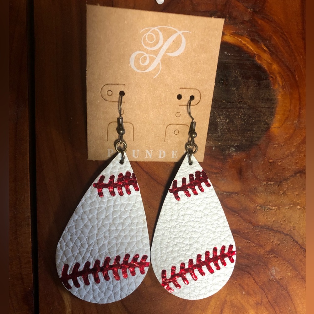 Plunder baseball leather earrings EUC purchased on here I haven’t worn.